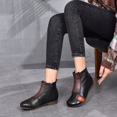 Women's Vintage Round Toe Solid Color Boots
